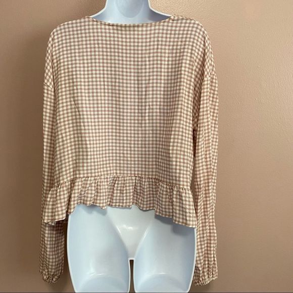 SO NWT pink & white cropped peasant top blouse size large - Picture 7 of 7
